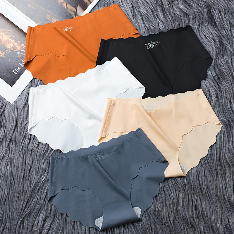 4Pcs/Set Ladies Large Size Casual Briefs Middle Waist Women's Panties Cotton Seamless Solid Color Underpants