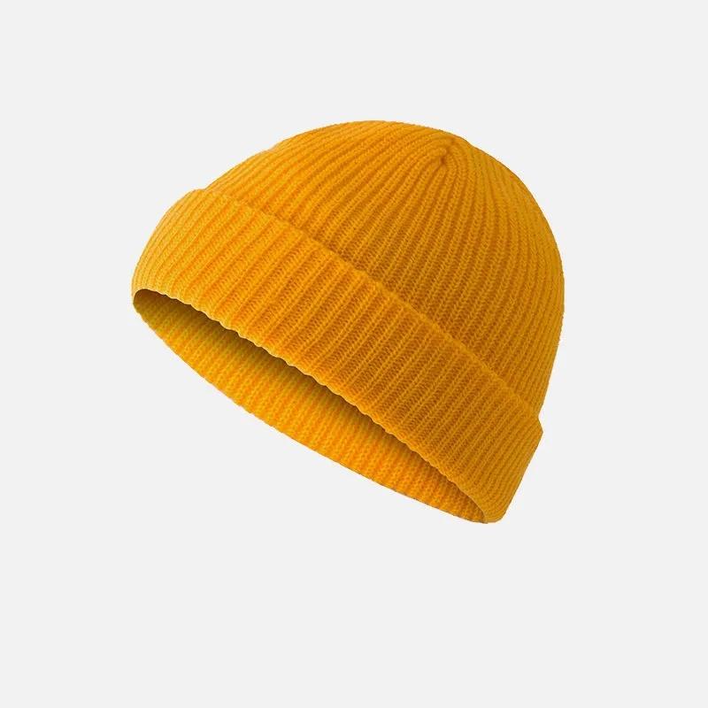 Fashion Hip Hop Beanie Knitted Hat Men Skullcap Women Winter Autumn Warm Brimless Baggy Melon Cap Cuff Docker Fisherman Beanies Hats Solid Color