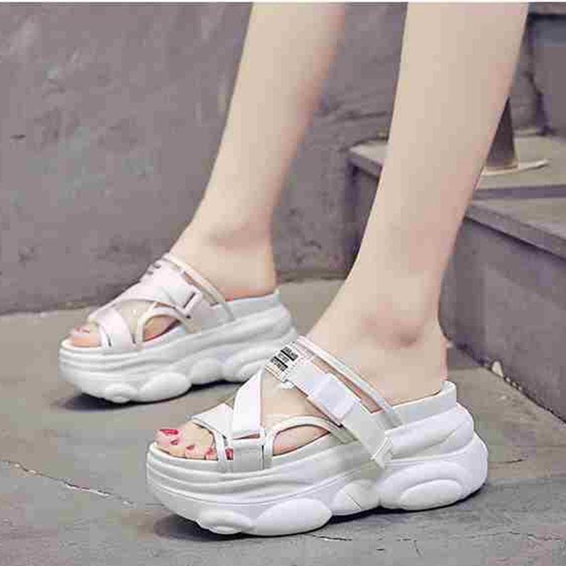 Platform Wedges Shoes Women Slippers Luxury Open Peep Toes Summer Shoes  transparent  Slippers Women Slides Wedge Sandals