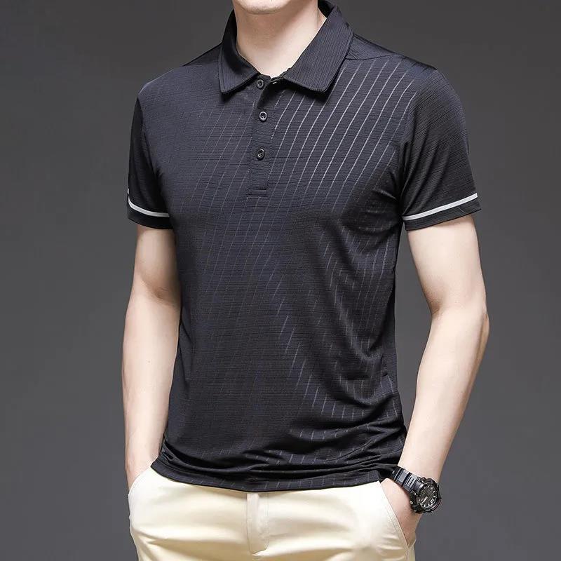 Ice Silk Summer Breathable Top Men's Business Casual Business Travel Quick-drying Short-sleeved T-shirt