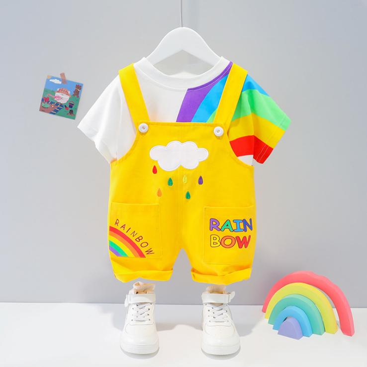 Boys' Summer Suit and Air  Children's Clothing Summer Baby One Year Old Children's Clothing Boys' Summer Short Sleeve Suit