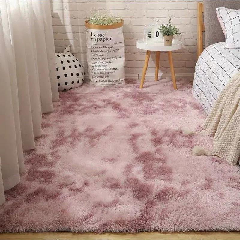 Long Hair Tie-dye Carpet Living Room Sofa Full Carpet Girl Bedroom Bedside Fur Floor Mats Home