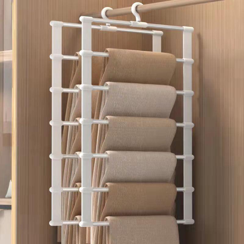 Pants Rack Household Foldable Magic Pants Special Hanger Stainless Steel Pants Hanging Multi-layer Rack Storage Artifact Towel Scarf Tie Rack