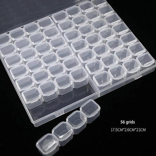 Nail Drill Box Alloy Drill Storage Box Rhinestone Jewelry Box 28 Grids 56 Grids Plastic Transparent Jewelry Storage Box