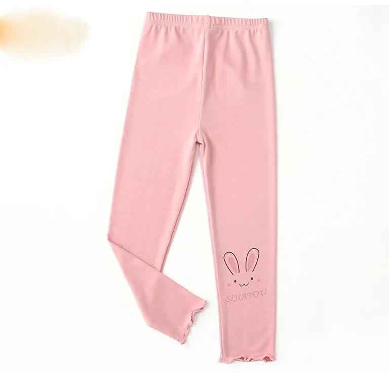 Girls' Leggings Children's Spring and Autumn Thin Printing Rabbit Korean Cropped Trousers Stretch Pants Baby Outer Wear and Inner Wear