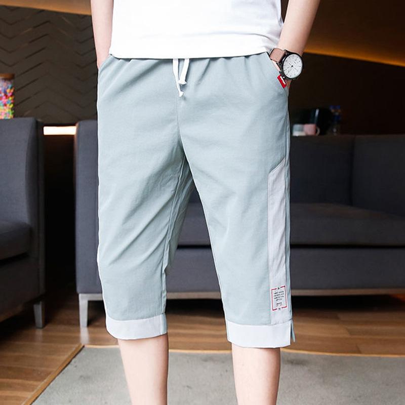 Summer Ice Silk Cropped Pants Men's Casual Thin Section Tide Brand Shorts Men's Straight Loose Sports 7-point Pants