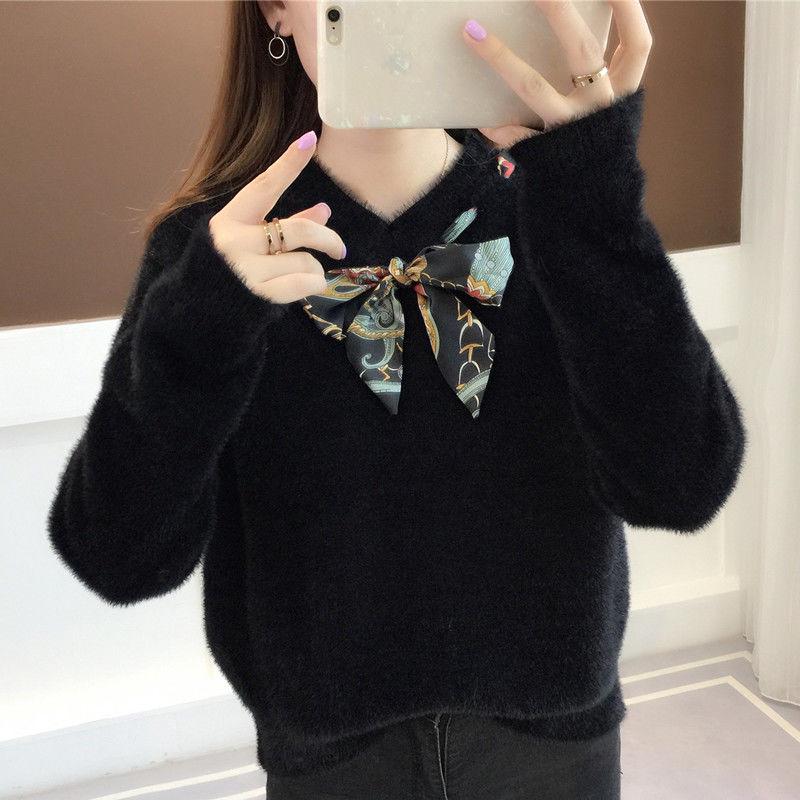 Autumn and Winter Mohair Jacket Fashion Thick Loose Top Casual Style Women Sweater