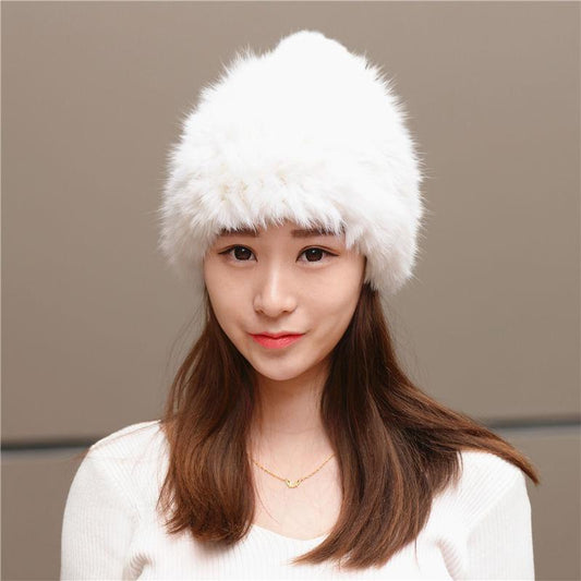 Rex Rabbit Fur Hat Autumn and Winter Fur Hat Tassel Woolen Hat Thick Warm Ear Protection Fur Hat