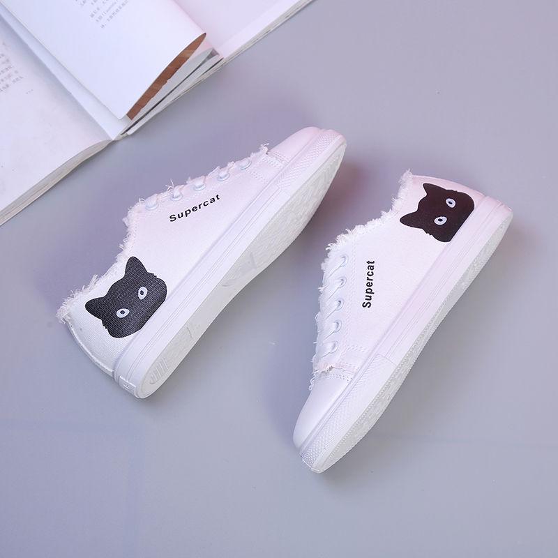 Summer student lazy shoes flat bottom shoes casual canvas shoes small white shoes