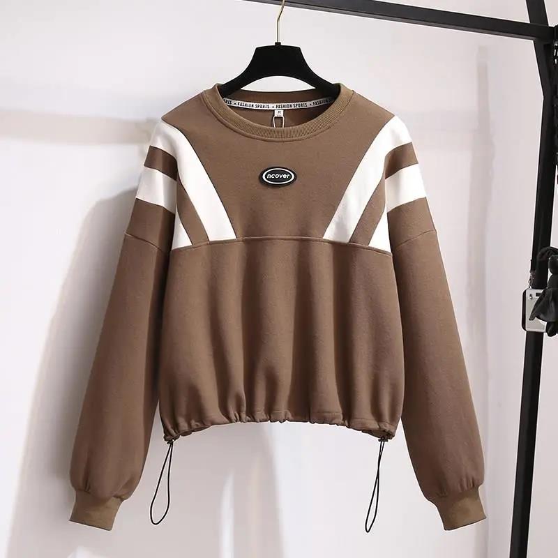 Fashion Oversized  Women Harajuku Crewneck Sweatshirt Lettered Embroidery Printing Loose Korean Pullovers