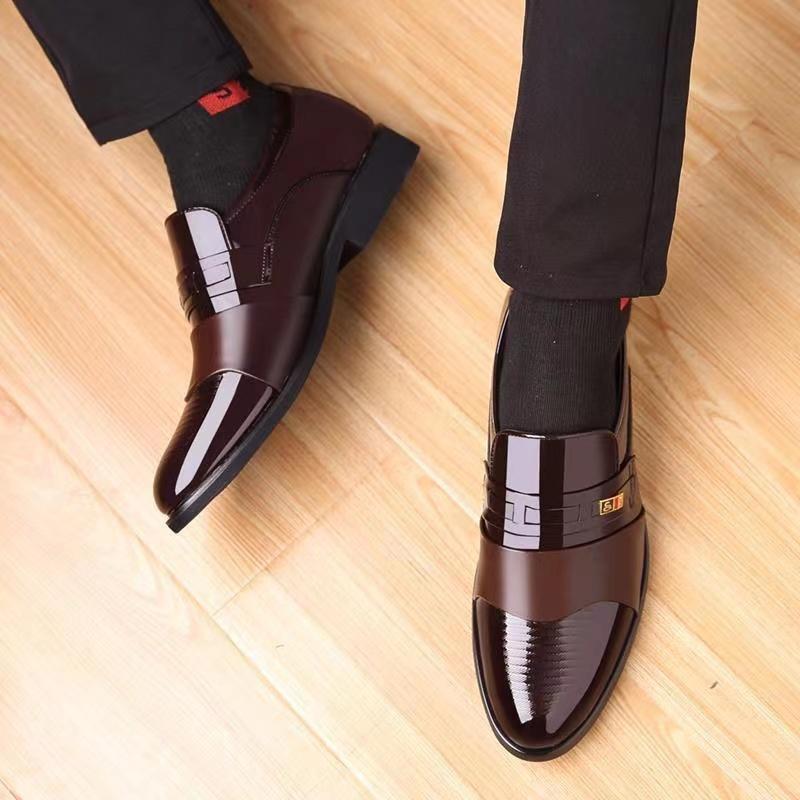 Spring Pointed-toe Shoes Men's Youth British Leather Shoes Formal Business Shoes Slip on Casual Mocassins Wedding Party PU Shoes