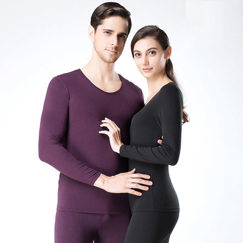 Men Winter Autumn Thicken Thermal Underwear Tight Suit High Elasticity Wearable Comfortable Soft Lining O-neck Pajamas V-neck Long Sleeve Breathable