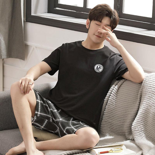 Men's Pajamas Summer Cotton Short-sleeved Shorts Young Middle-aged Casual Plus Size Summer Thin Home Service Suits