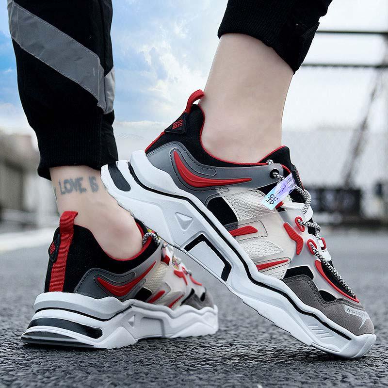 Plus Size 39-44 Fashion Men Flying Woven Mesh Sneakers Comfortable Breathable Running Basketball Shoes Shockproof Non-slip Letter Skate Shoeses