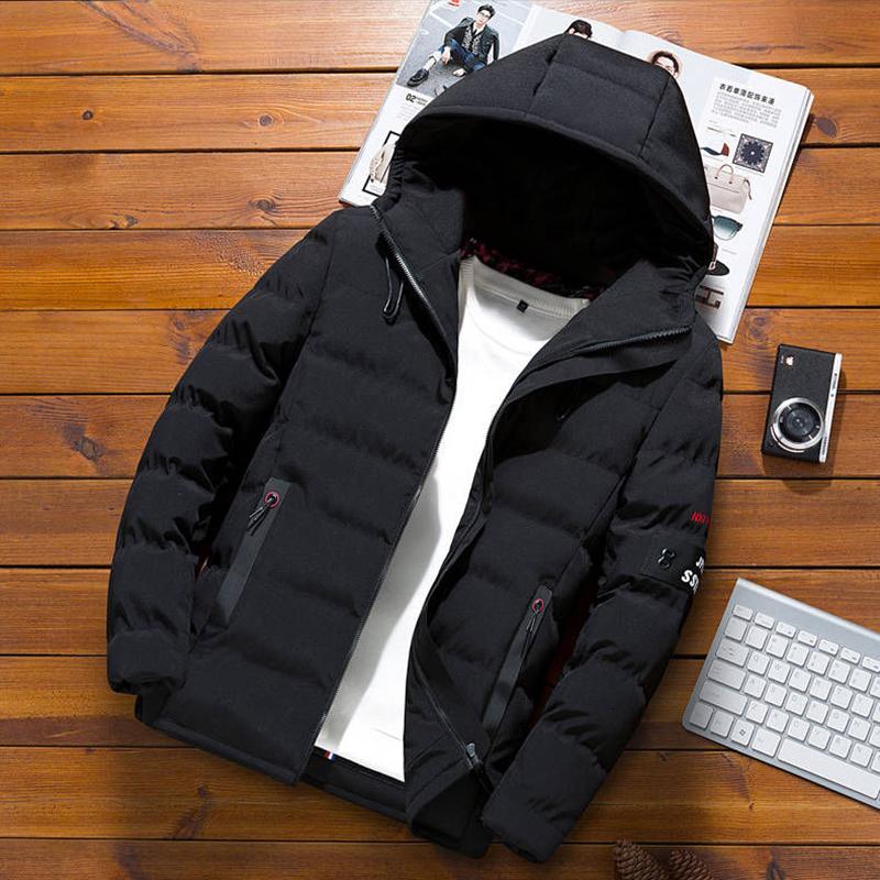 Winter Down Men's Padded Hooded Jacket Plus Velvet Thickening Urban Fashion Cotton-padded Jacket Trend Student Warm Jacket Slim Parker Clothing