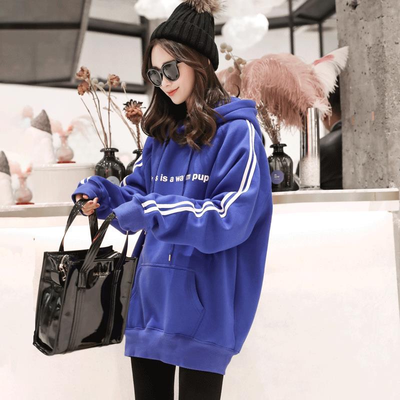 Sweatshirt wild large size long sleeve warm hooded top autumn and winter sweater cotton women's