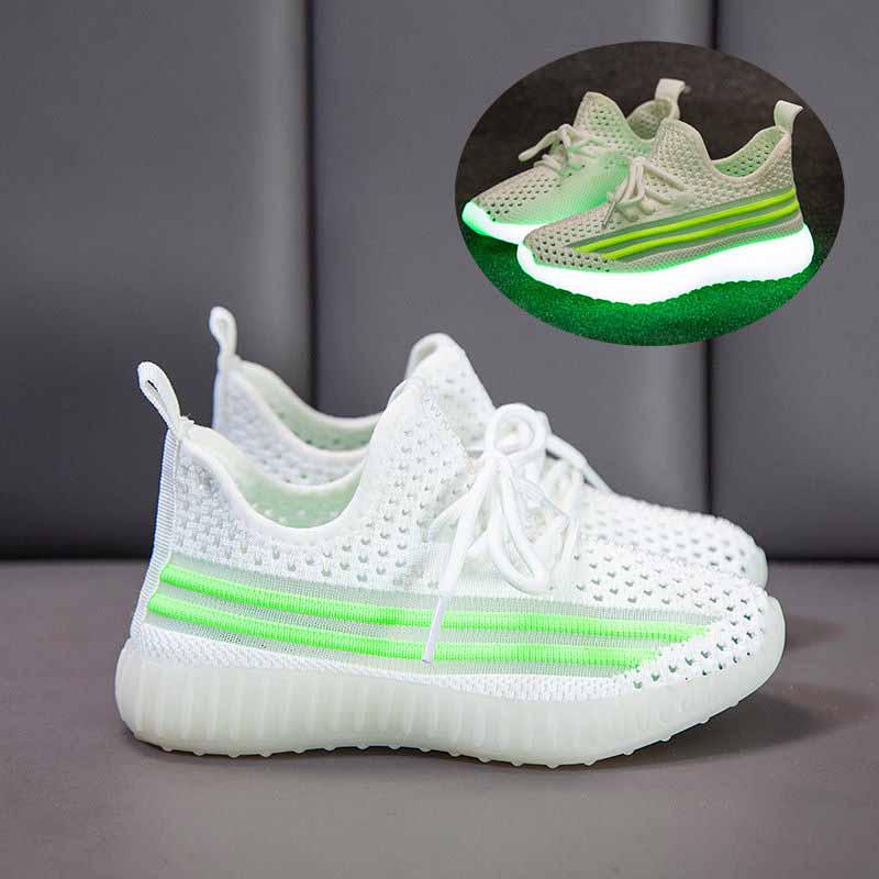 26-37 Child Fluorescence Sneakers Kids Mesh Breathable Non-slip Shockproof Basketball Shoes Lightweight Running Shoes Comfortable Deodorant Girl Shoes