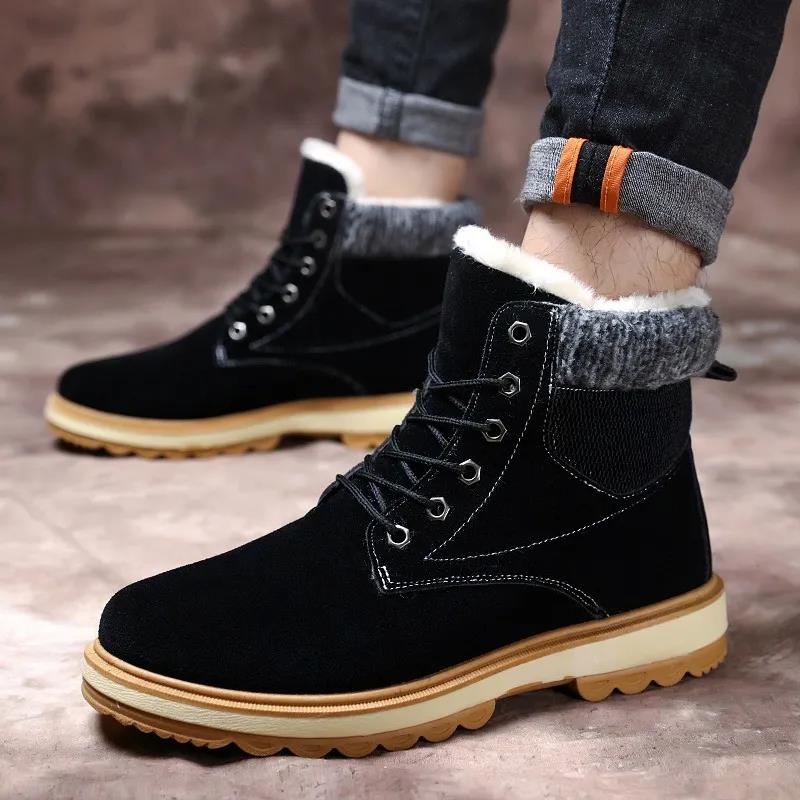 Men's Winter Plus Velvet Padded Snow Boots High-top Martin Boots Cotton Shoes Non-slip Cotton Boots