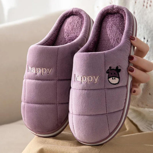 Winter Women's Indoor Cotton Slippers Thick-soled Non-slip Household Couple Slippers Warm Thick Plush Slippers