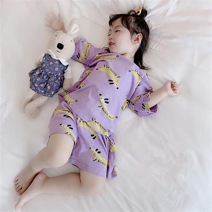 2 to 10 Years Summer Girls Kids Pajamas Set Short Sleeves Sleepwear For Toddler Girls Cotton Pyjamas Set Clothes