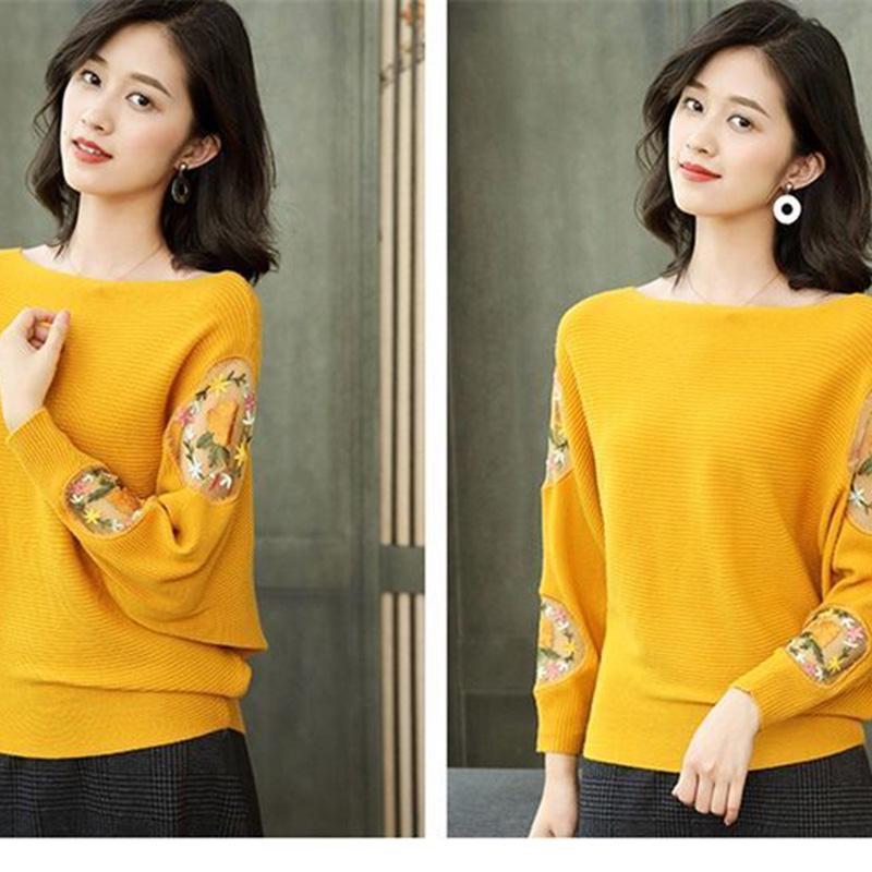 Spring Women's Blouse Loose Lace Hollow Knitwear Long-sleeved One-shoulder Sweater Women Short