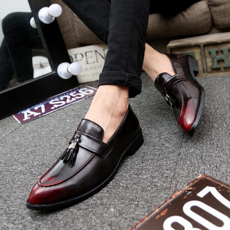 Luxury Dress Leather Shoes Men Business Wedding Shoes Leather Casual Pointed Toe Formal Leather Shoe