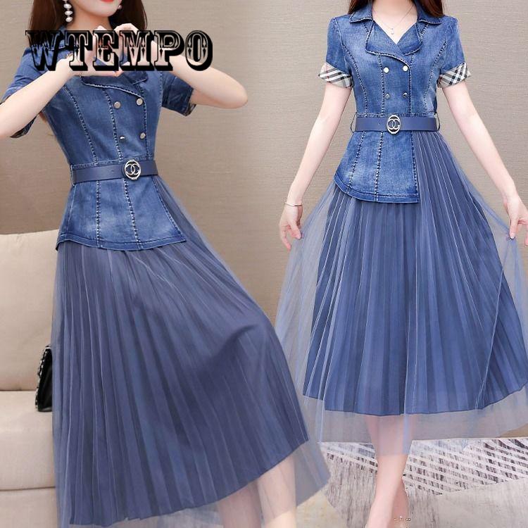 Korean Dress for Women 2019 Summer Casual Jeans Dress Short Sleeve Denim Dress Women Denim   Dress