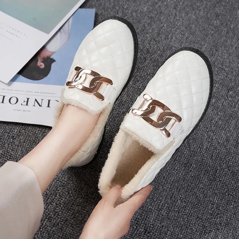 Winter Warm PU Waterproof Women's Cotton Shoes Plus Velvet Thick Snow Cotton Flat Non-slip Work Shoes