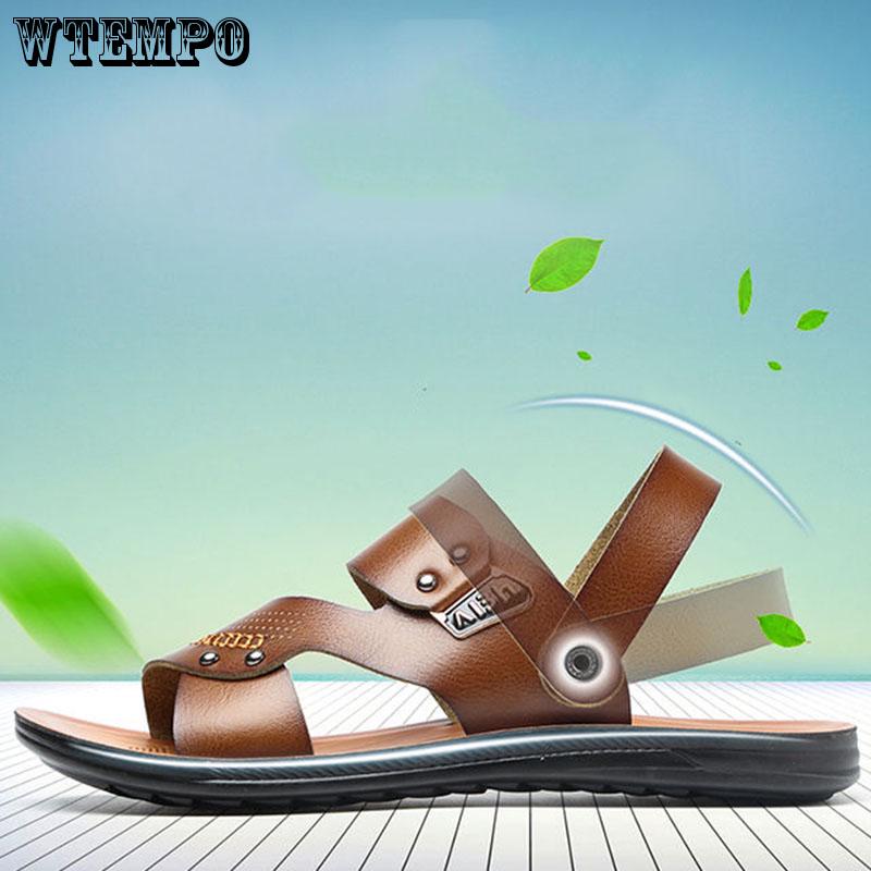 Summer Mens Sandals Fashion Male Genuine Leather Sandals Summer Beach Leather Shoes