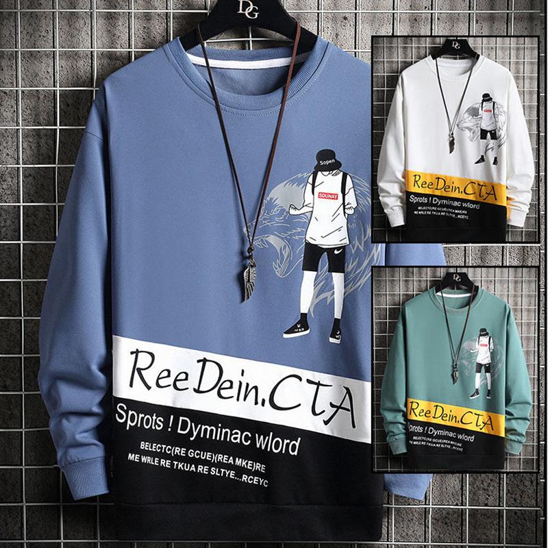 Men's Sweater Korean Version Trend Spring and Autumn Ins Pullover Loose Large Size Long-sleeved T-shirt Youth Top Clothes Male