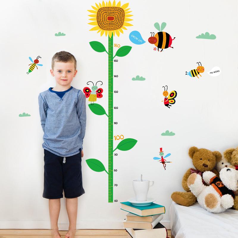 Bee sunflower height stickers kindergarten classroom background decorative wall stickers