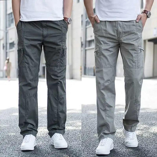 Spring and Autumn Casual Pants Thin Section Loose Large Size Trousers Elastic Waist Long Sports Multi-bag Men's Trousers