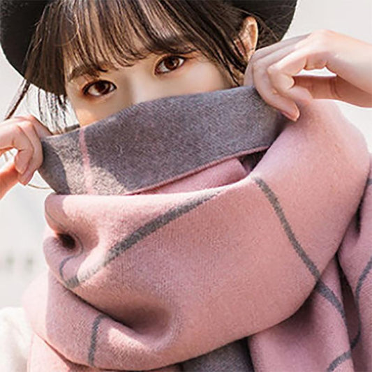 Woolen Scarf Women Winter Korean Version of Wild Youth Solid Color Imitation Cashmere Long Thick Warm Knitted Scarfs