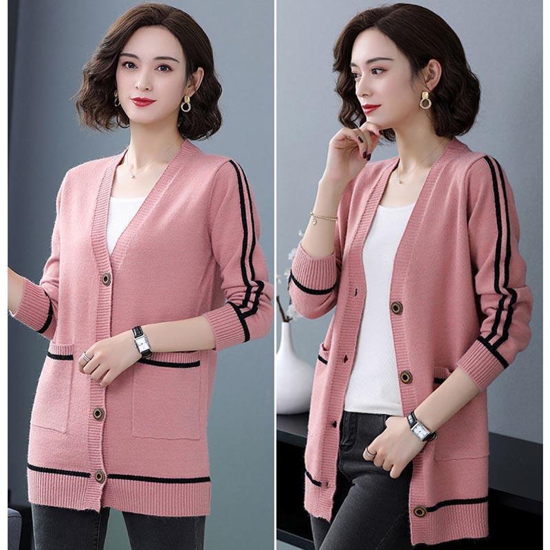 Sweater Coat Women's Medium Long Loose Large Size Spring Outer Shawl Knitted Cardigan