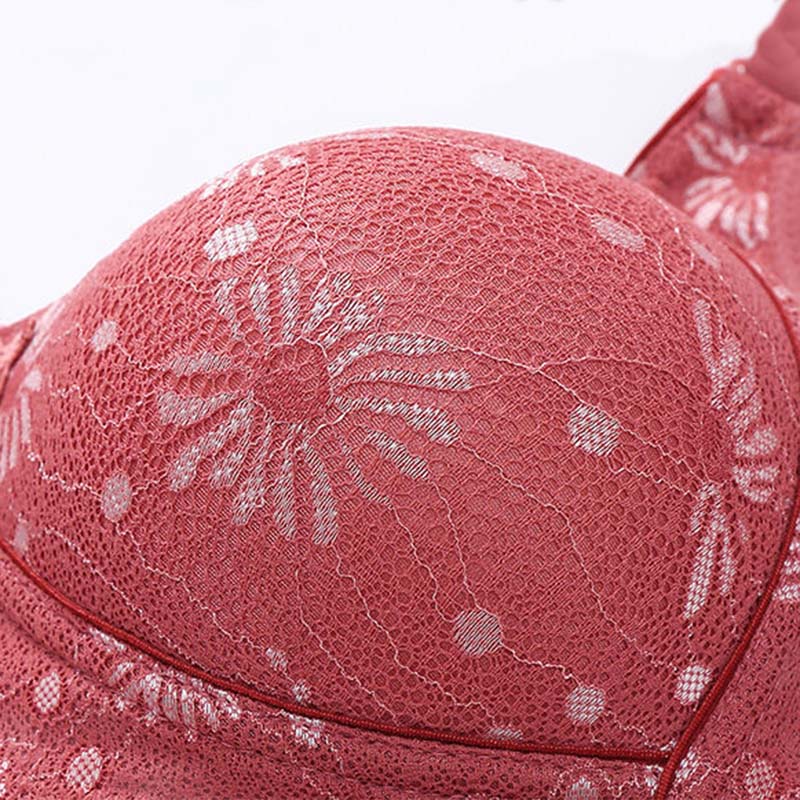 Ladies Large Size Underwear Thin Section Anti-sagging Receiving Pair Breast Top Support No Steel Ring Hollow Lace Lace Design Sexy Jacquard Bra