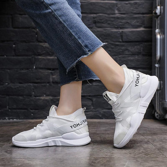 Sports Shoes Women's Korean Version of All-match Mesh Casual Single Shoes Lightweight Breathable Shock Absorption Running White Shoes