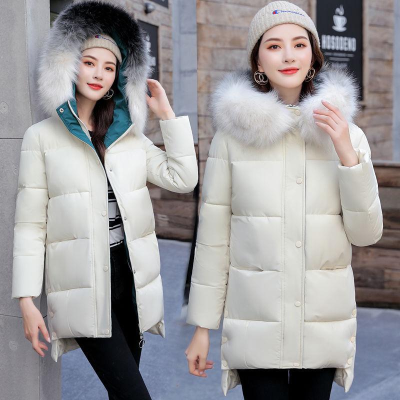 Women's Mid-length Down Cotton Jacket Winter Simple Loose Padded Bread Jacket Student Cotton All-match Parker Clothing