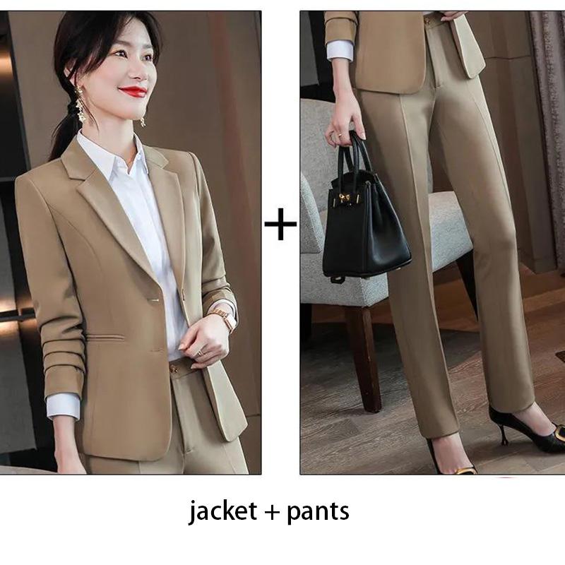 Solid Color Professional Suit Female Spring and Autumn Temperament Formal Overalls Suit Jacket + Suit Pants