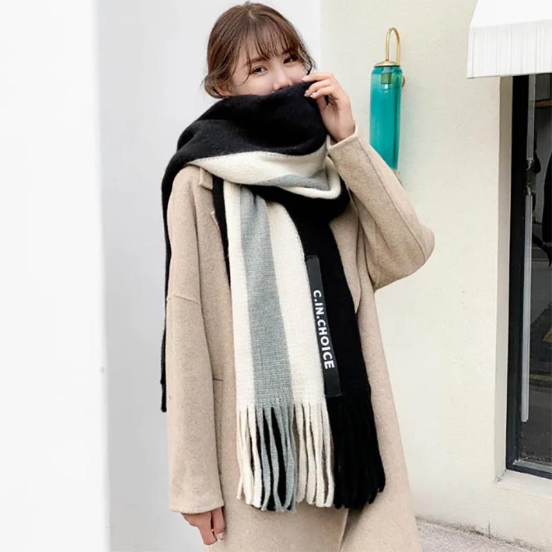 Scarf Women Winter Korean Wild Long Knitted Wool Scarf Women Thick Warmth Matching Scarf