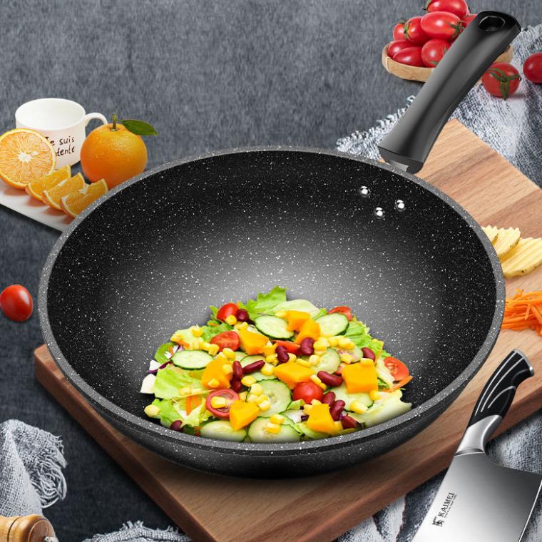 Maifan stone frying pan household non-stick frying pan gas-free fume frying pan induction cooker universal iron pot