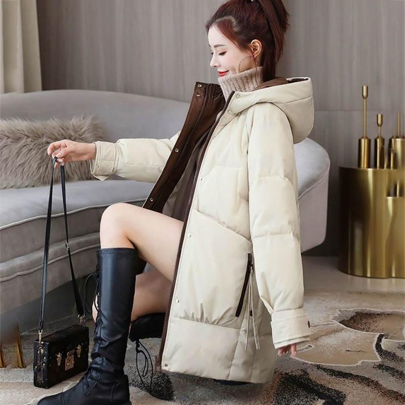 Down Padded Jacket Women's Mid-length Padded Coat Loose Large Size Padded Jacket Bread Suit Winter Coat Trend