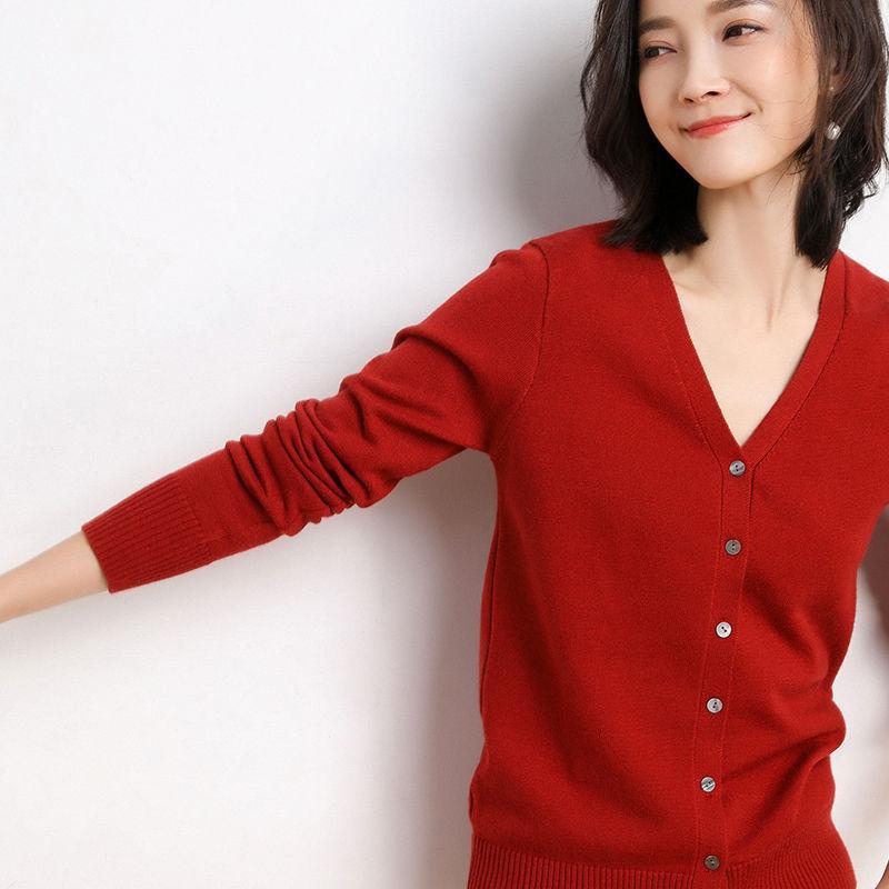 Cashmere Cardigan Women's Knit Sweater Long Sleeve Bottoming Shirt Loose Sweater Jacket