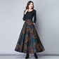 Winter Plus Size Woolen Skirt Female Printed Plaid A-line Skirt Long Maxi Skirt