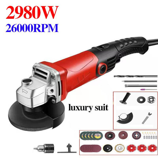 2980W 6-speed Luxury Powerful Angle Grinder Set 4m Line Long Cutter Multi-function Polisher Hand-held Power Tool