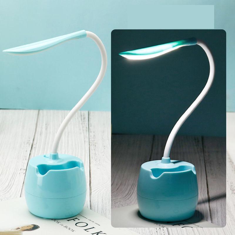 Push Button Switch LED Desk Lamp Eye Protection Cute Petal Type Dormitory USB Charging Plug-in Learning Lamp Reading Bedroom Bedside Lamp