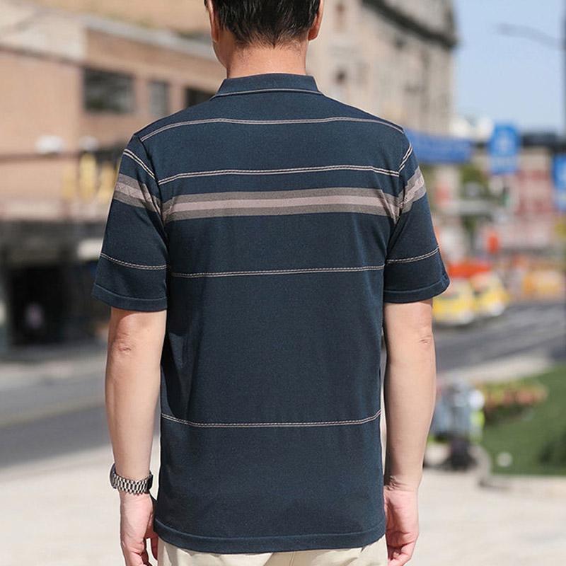 Short-sleeved T-shirt Summer Middle-aged Men's Ice Silk Half-sleeved Middle-aged and Elderly Loose Top Father POLO Shirt