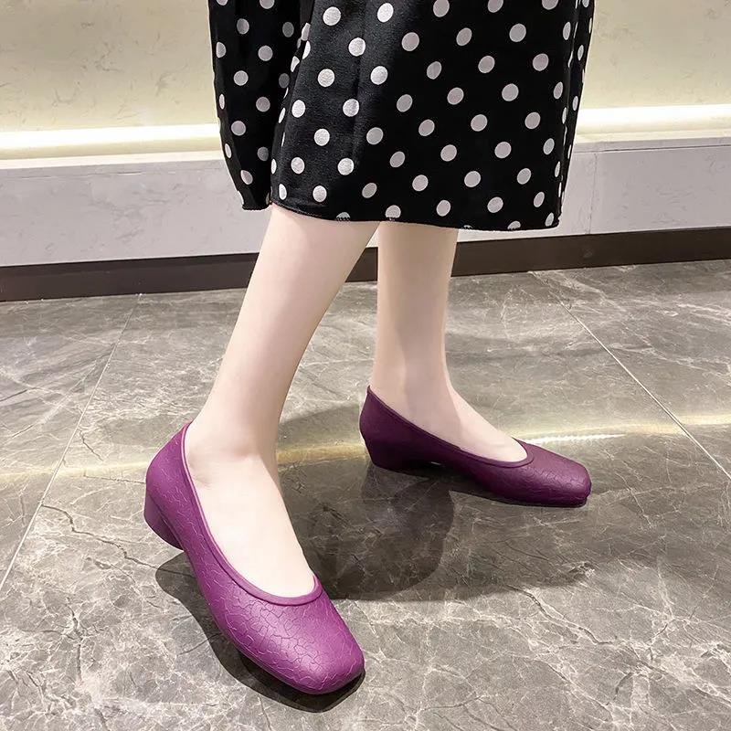 Low-cut Rain Boots Short Tube Plastic Shoes Work Waterproof Shoes Four Seasons Casual Fashion Shallow Mouth Sandals Women Summer