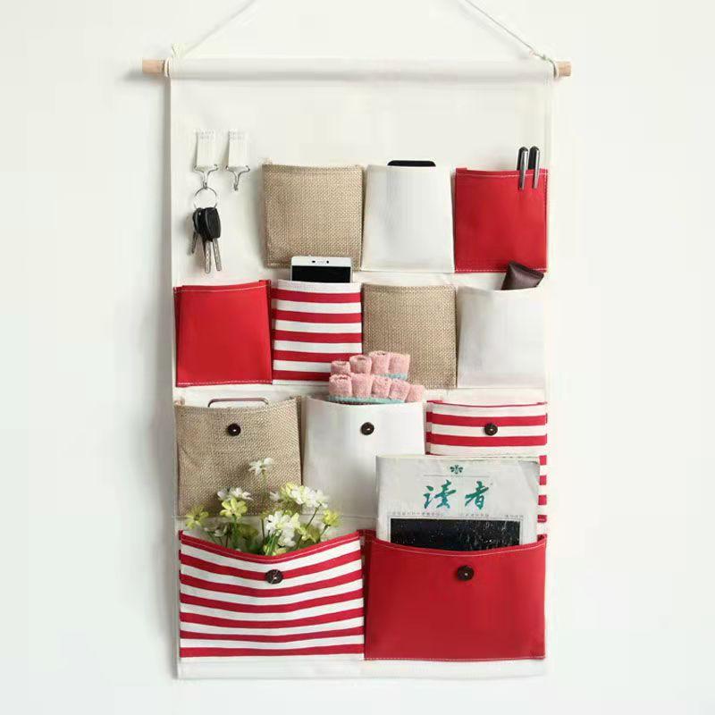 12/13 Pockets Fabric Hanging Bag Storage Bag on The Wall Behind The Door Dormitory Storage Bag Home Mobile Phone Sundries Decoration Hanging Pocket