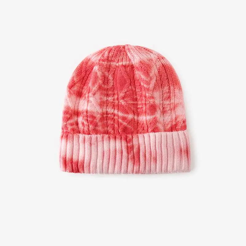 Hip Hop Hats Tie Dye Fashion Streetwear Knit Skullies Beanies 2021 New Autumn Winter New Men's Beanies Hat Brimless Female Knitted Cuff Skullies Caps