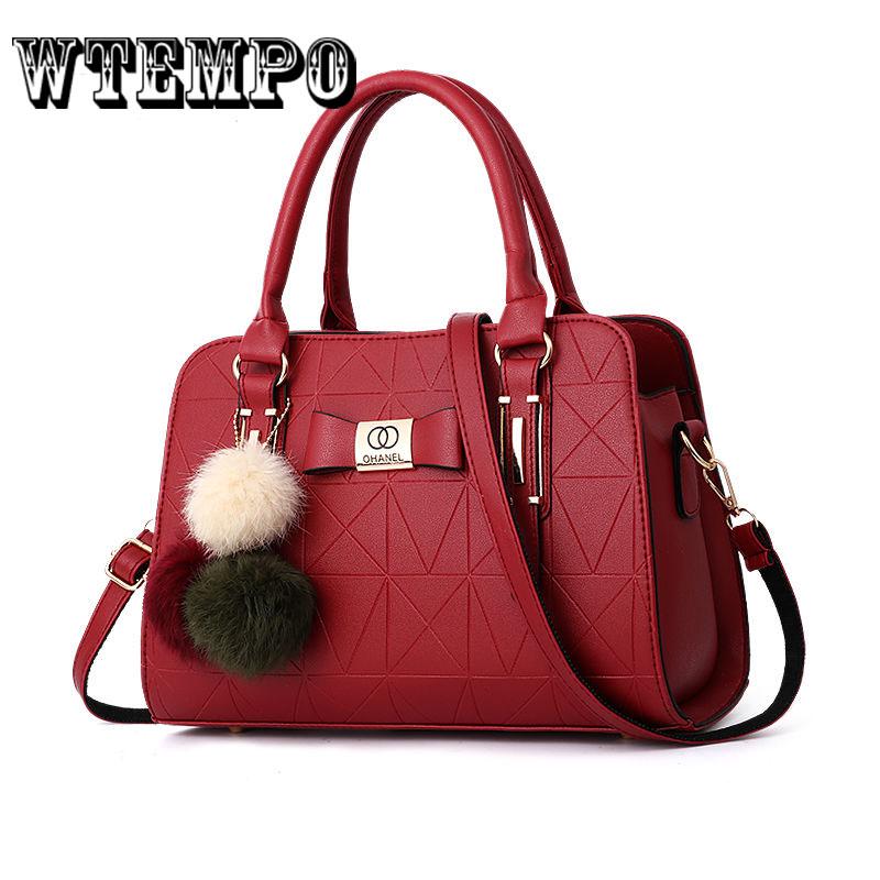 Women's Handbag Fashion Large Capacity Women Shoulder Bag with Hairball Ornaments